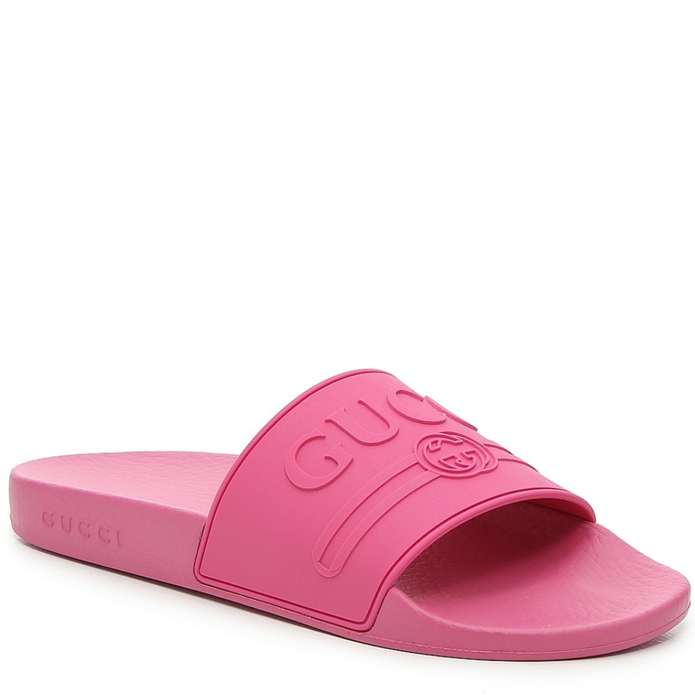 Gucci Embossed Logo Pink Pursuit Pool Slide